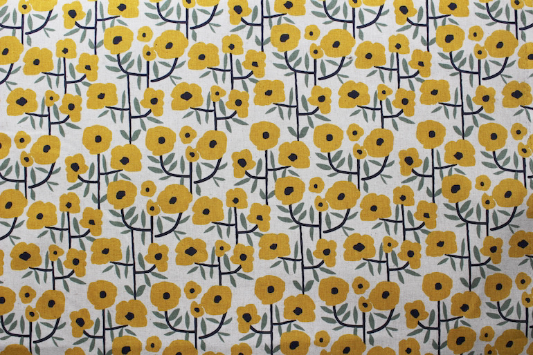 Jca綿麻つづれ花<br>生成り×黄色